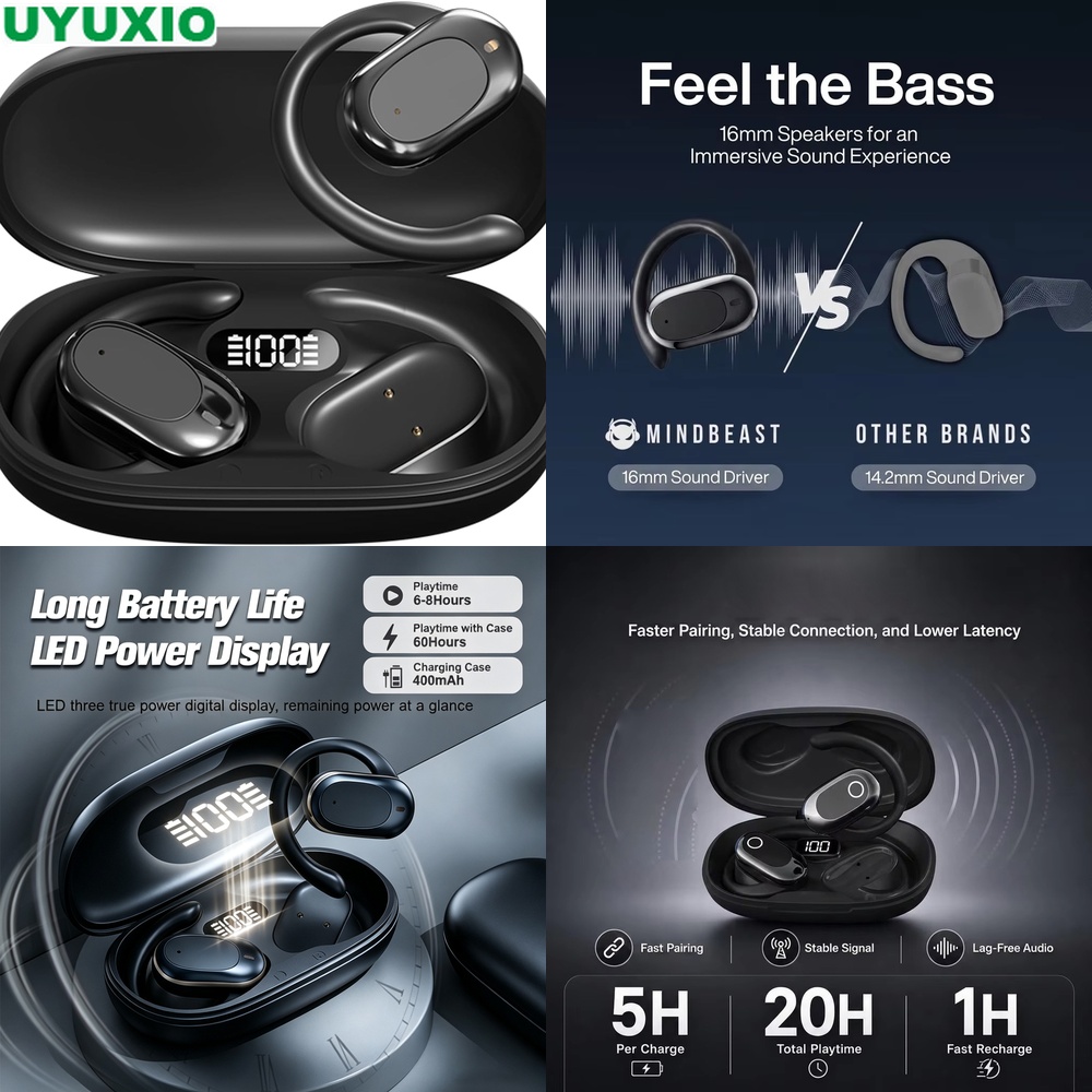 Bone Conduction Running Headphones - Fones de Ouvido de Orelha Aberta