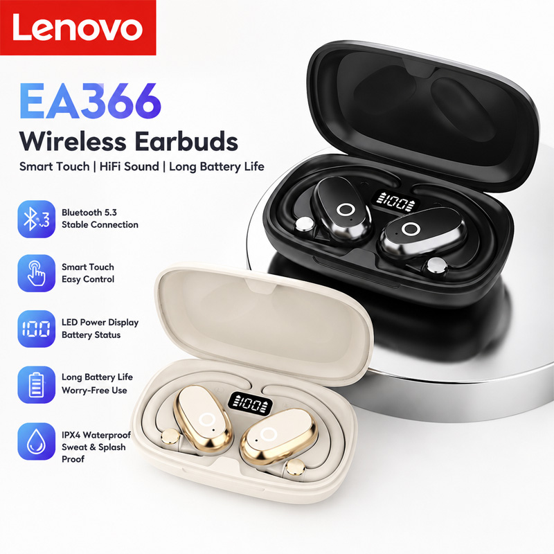 Type C Wired Earphones With Mic - Fones de Ouvido Lenovo EA366 Bluetooth