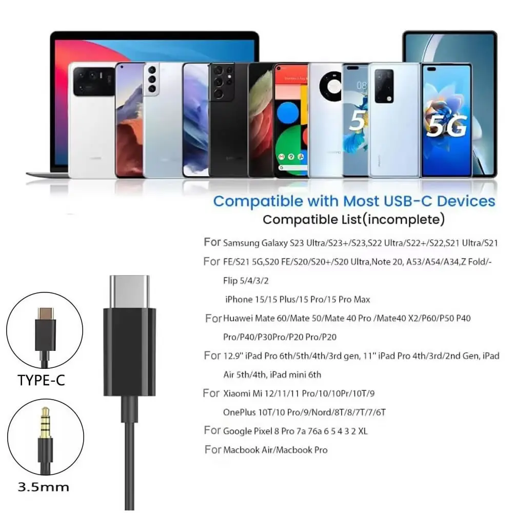Fone de ouvido usb c de lado ú - Type C Wired Earphones With Mic avaliação e preço