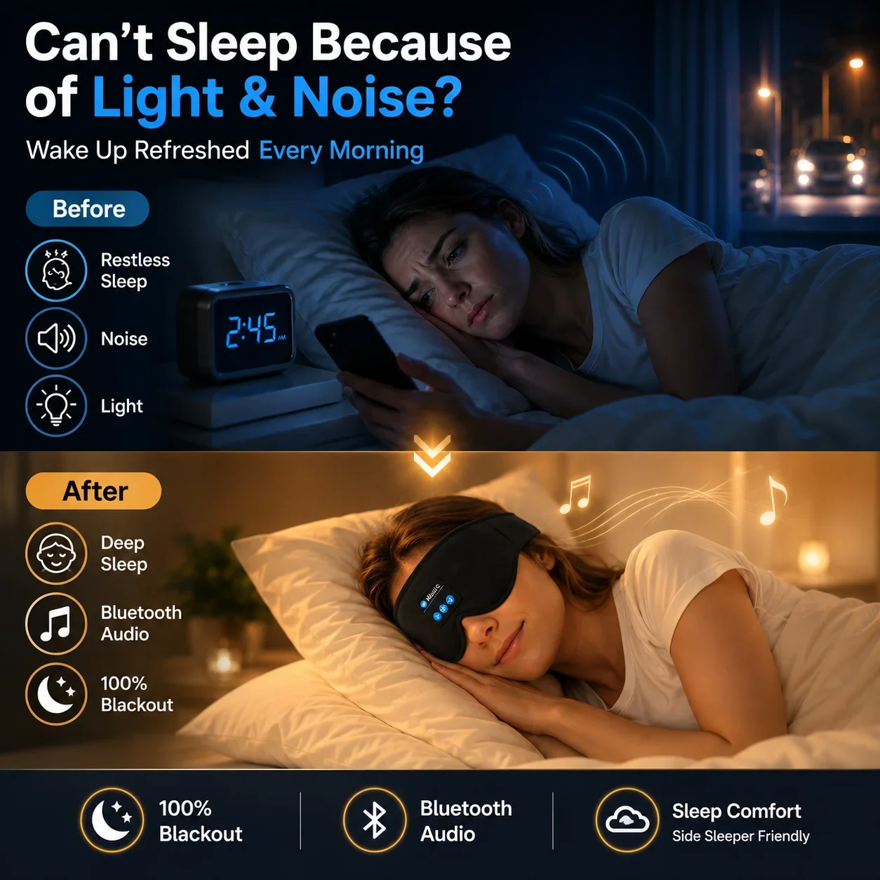 Máscara de Dormir Sem Fio com  - Sleep Mask Headphones Bluetooth avaliação e preço
